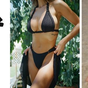 BRAND NEW Monday Swimwear Black Crinkle Morocco Bottoms